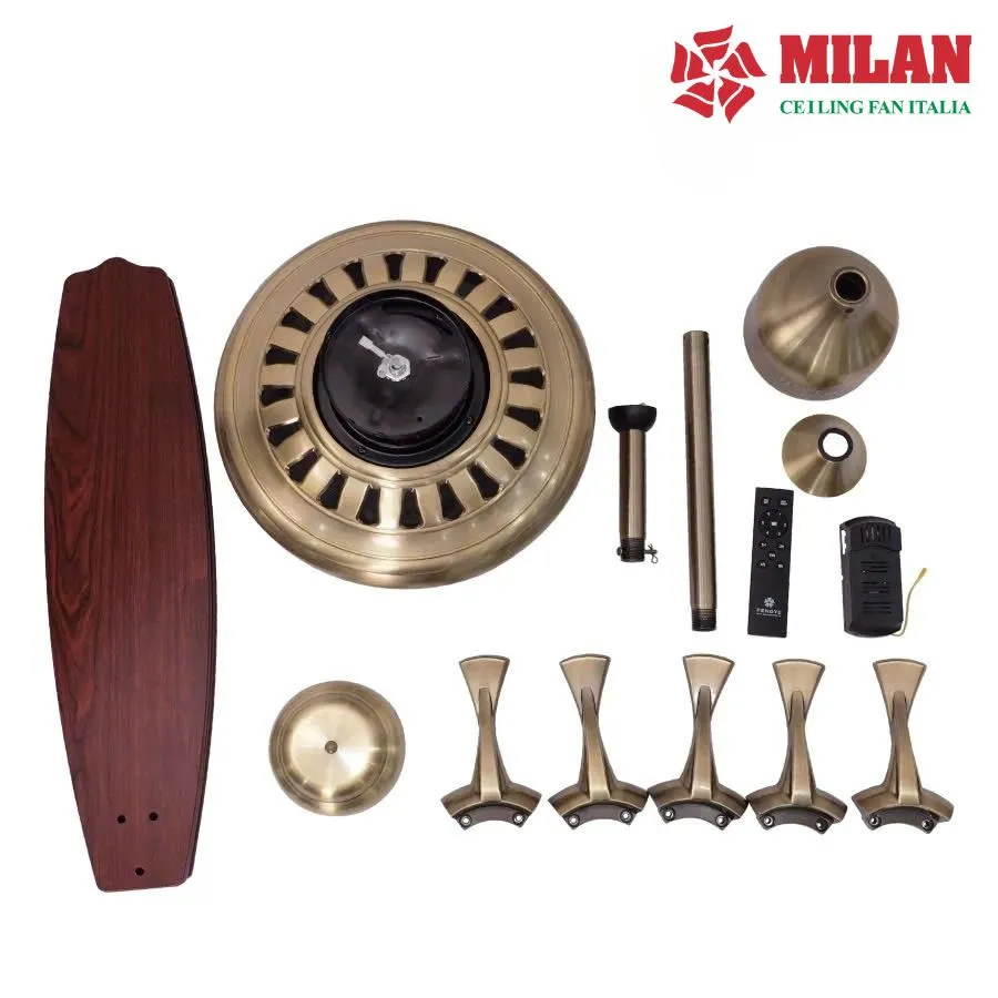 Chi tiết quạt trần trang trí cổ điển 5 cánh gỗ không đèn FY508 KĐ