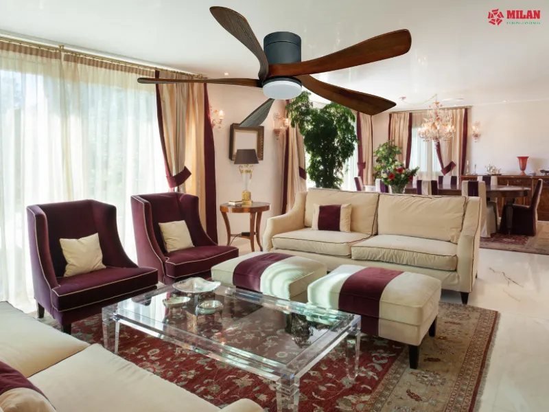 Chọn quạt trần gỗ cần phù hợp với không gian nội thất.