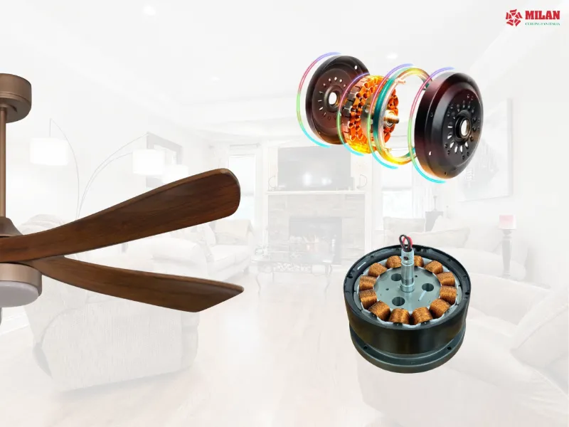 Động cơ là yếu tố quan trọng định mức giá quạt trần gỗ.