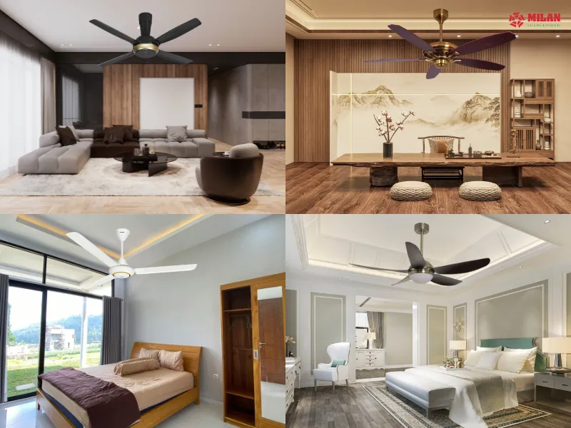 Không gian nội thất là điều cần lưu ý khi phân vân nên mua quạt trần Milan hay Panasonic.