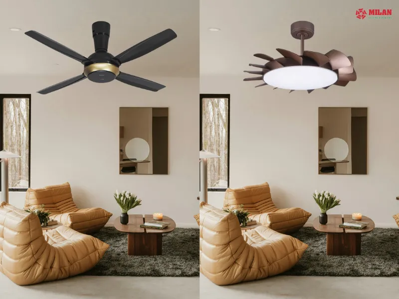 Phân vân nên mua quạt trần Milan hay Panasonic.