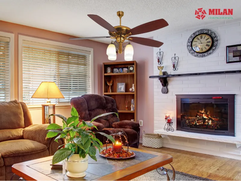 Quạt trần FY508 màu đồng cổ Pháp sang trọng vượt thời gian.