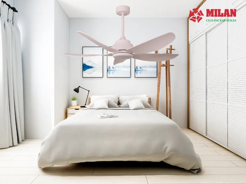 Quạt trần chính hãng Milan lắp đặt phòng ngủ cao cấp
