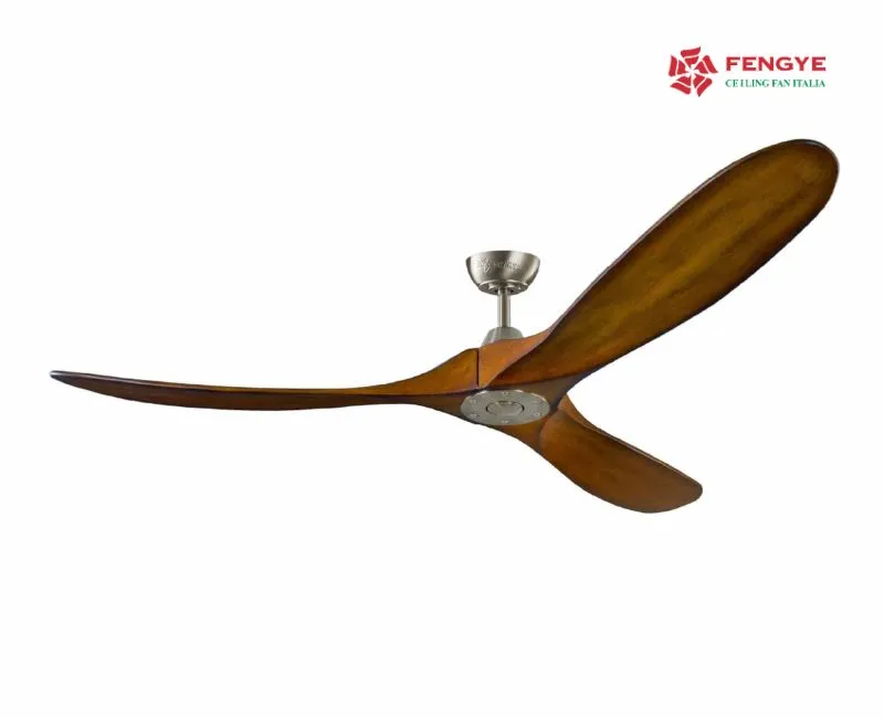 Quạt trần 3 cánh gỗ tự nhiên FY518 - BN, chiều cao quạt 32cm có thể thay đổi theo chiều cao của trần nhà, động cơ DC, đường kính cánh 1m52
