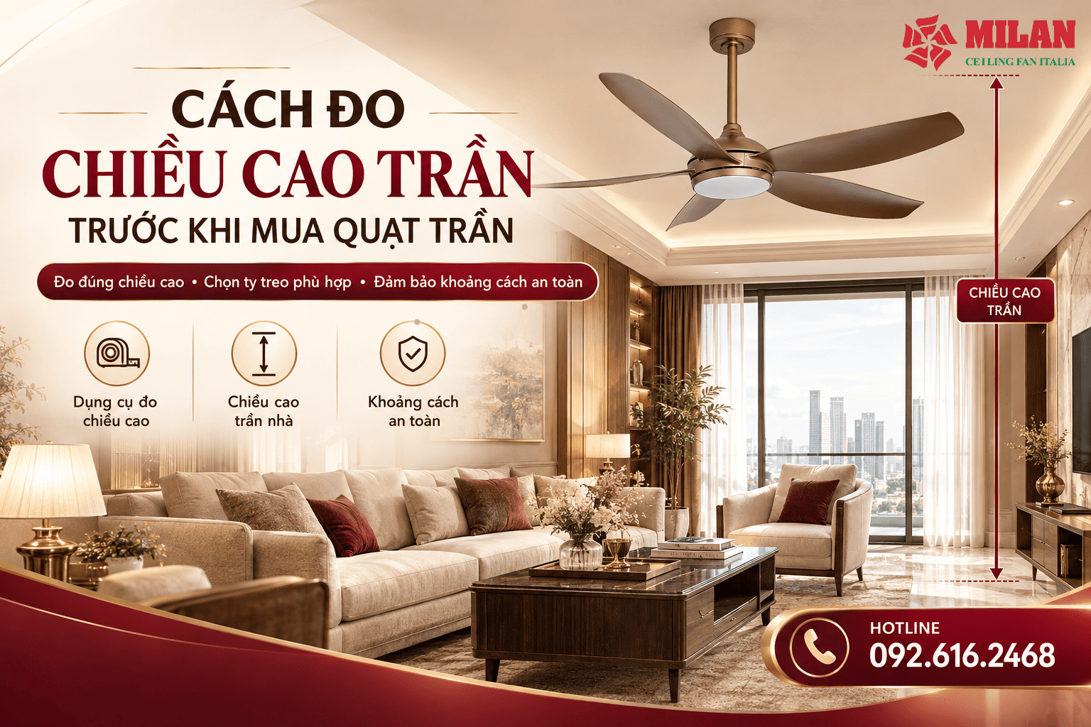 Cách Đo Chiều Cao Trần Trước Khi Mua Quạt Trần
