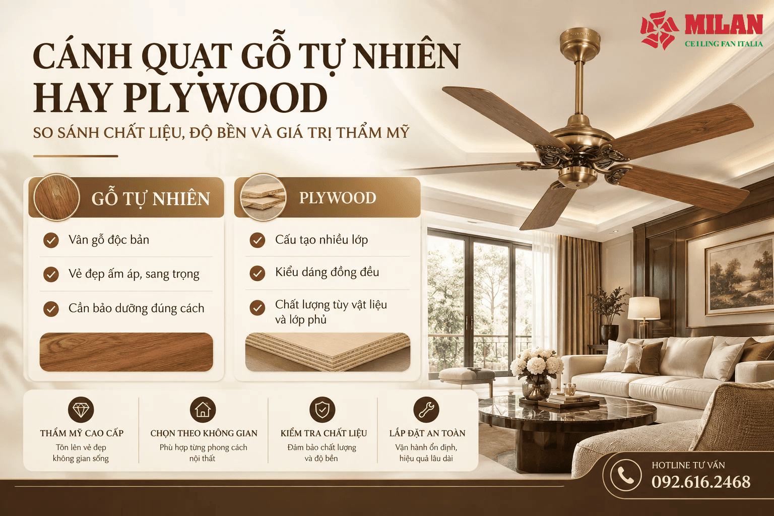 Cánh Quạt Gỗ Tự Nhiên Hay Plywood