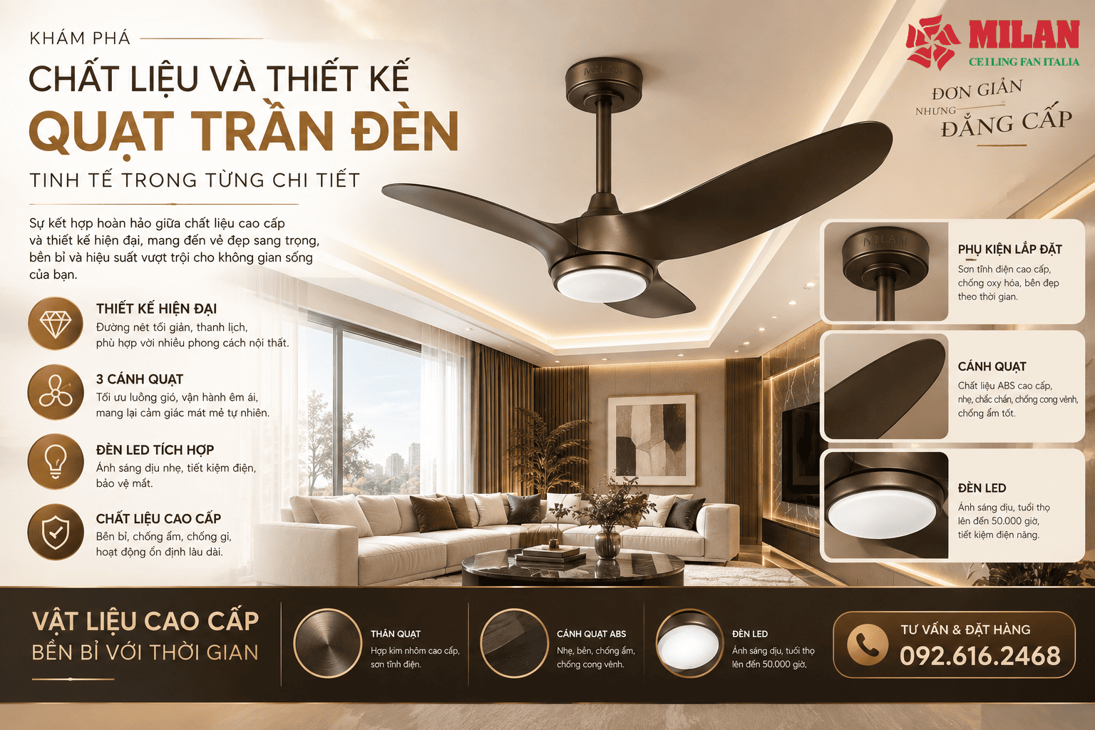 Chất Liệu Và Thiết Kế Quạt Trần Đèn: Cách Chọn Phù Hợp Với Nội Thất