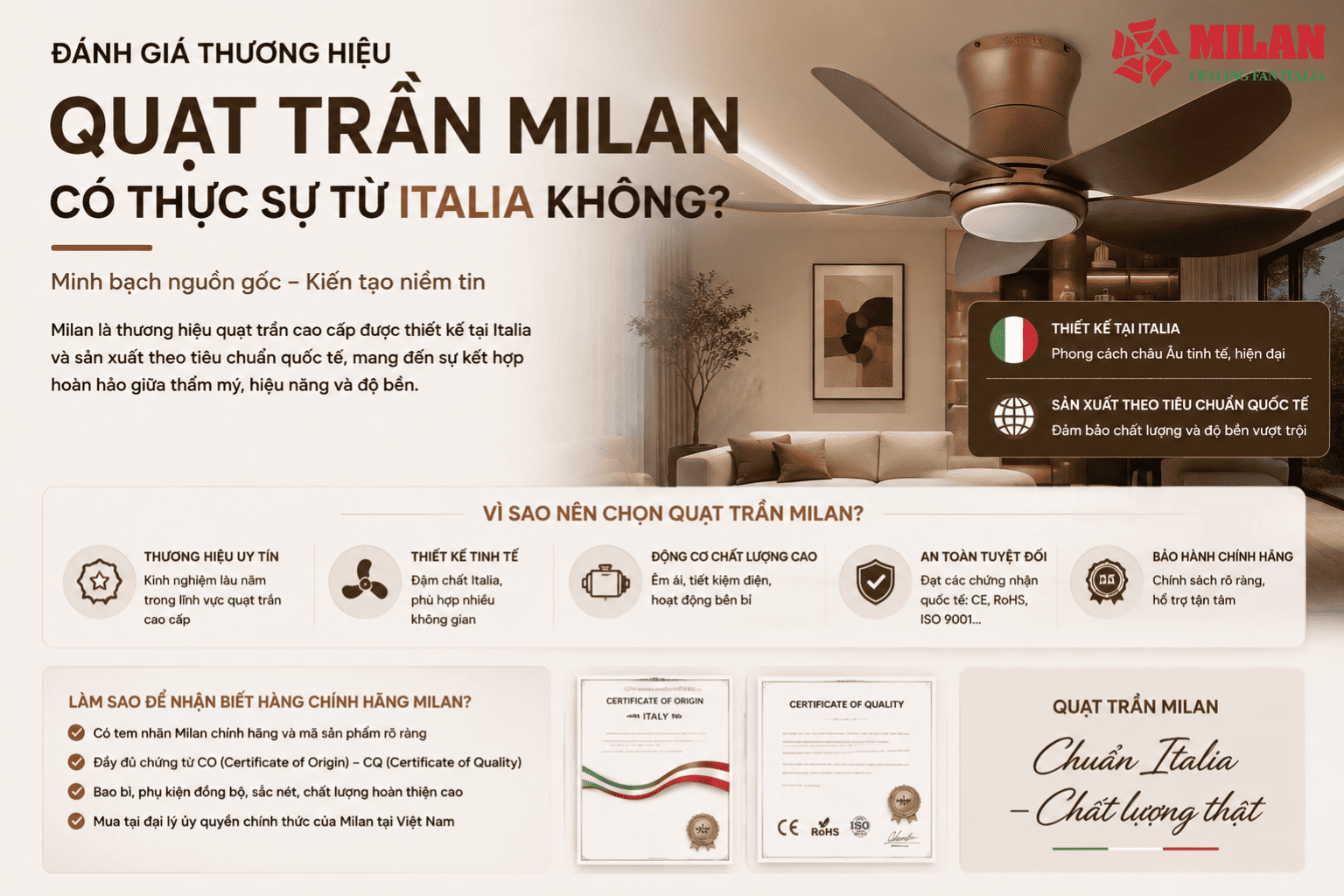 Đánh Giá Thương Hiệu Quạt Trần MILAN