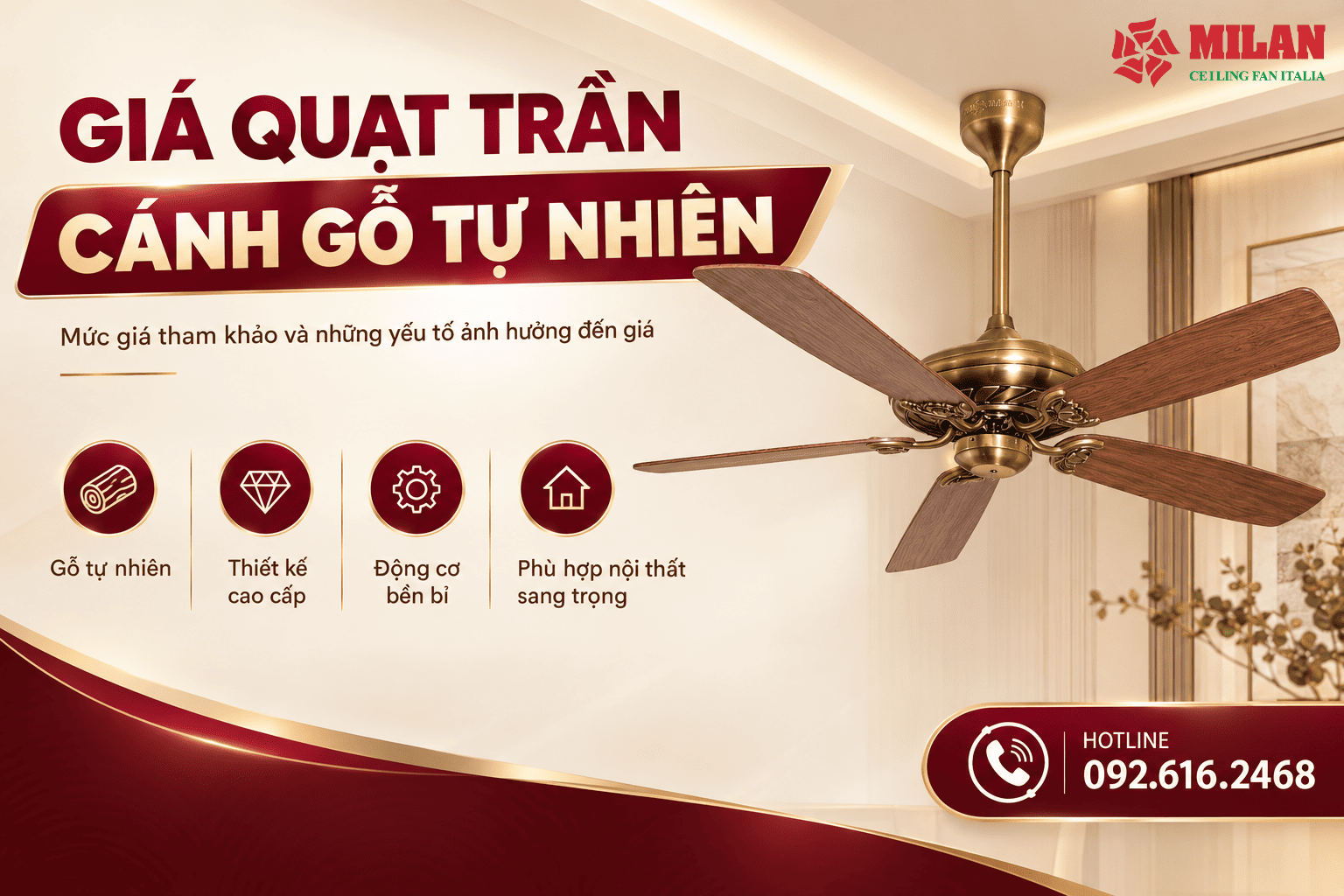 Giá Quạt Trần Cánh Gỗ Tự Nhiên Bao Nhiêu?