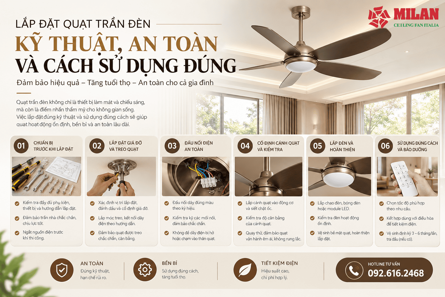 Lắp Đặt Quạt Trần Đèn: Kỹ Thuật, An Toàn Và Cách Sử Dụng Đúng
