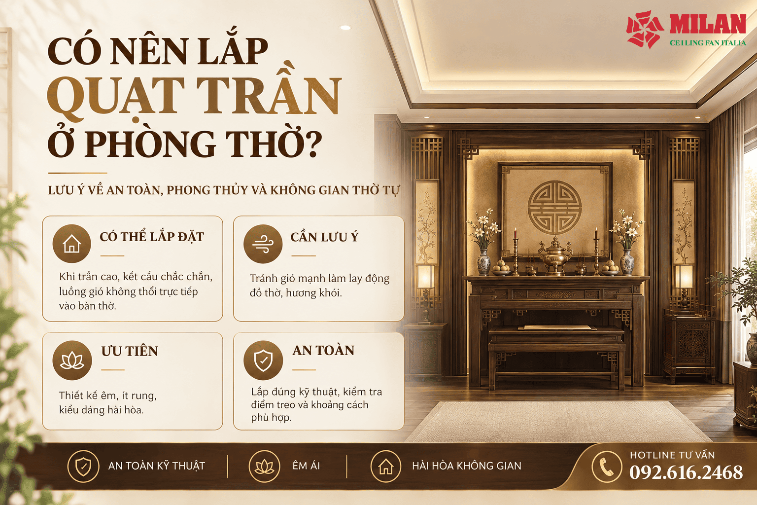 Có Nên Lắp Quạt Trần Ở Phòng Thờ?