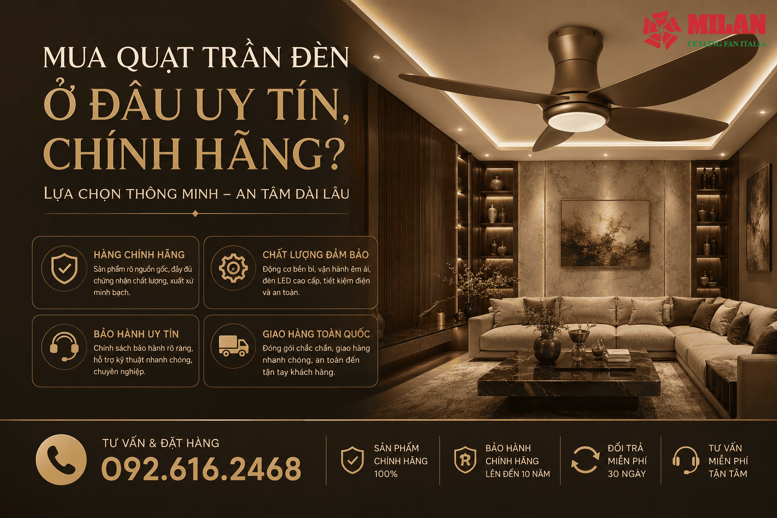 Mua Quạt Trần Đèn Ở Đâu Uy Tín, Chính Hãng