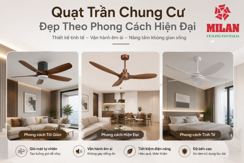 Quạt Trần Chung Cư Đẹp Theo Phong Cách Hiện Đại