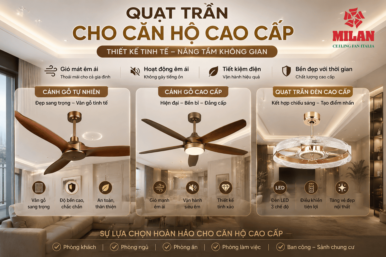 Quạt Trần Cho Căn Hộ Cao Cấp Nên Chọn Kiểu Gì?