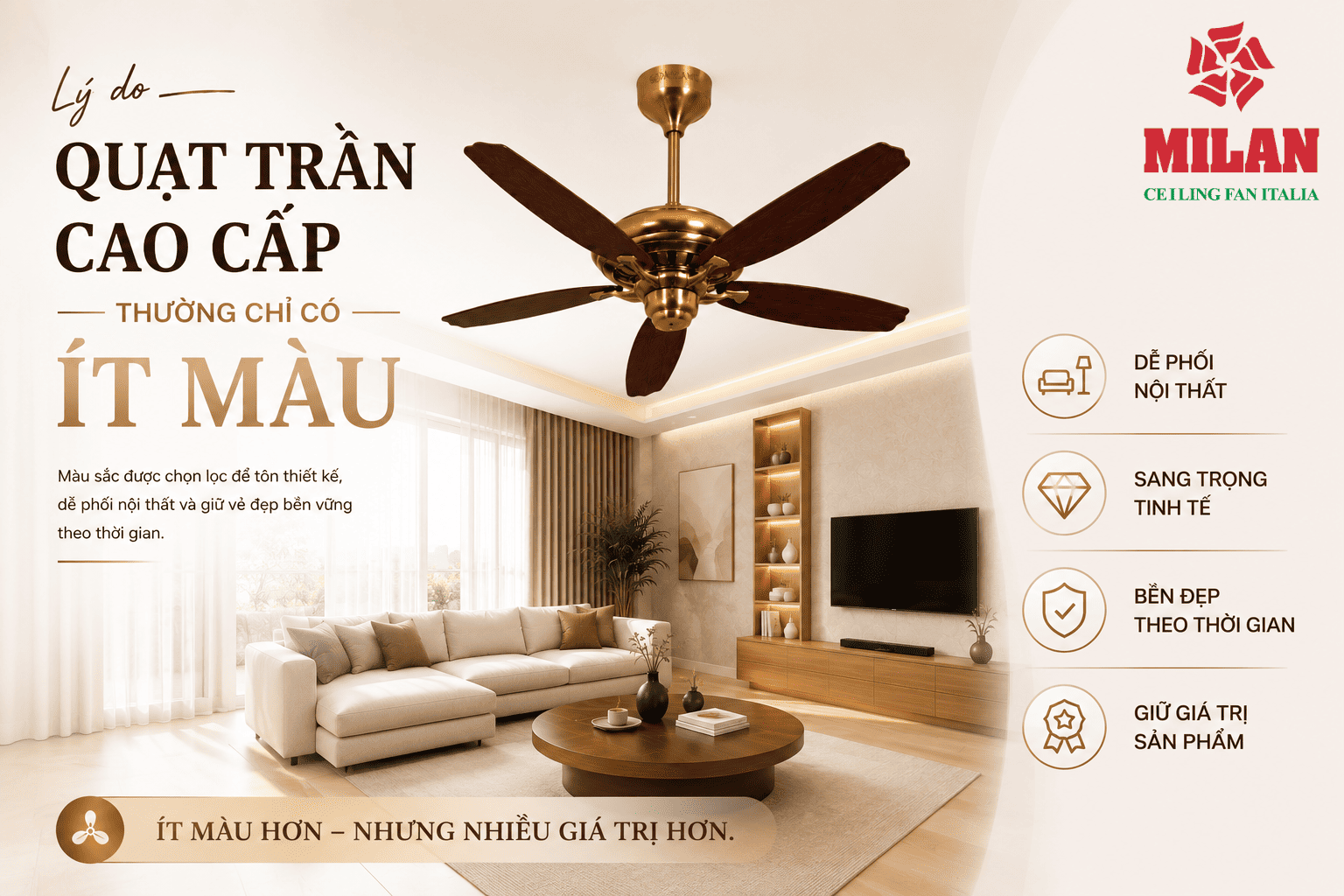 Lý Do Quạt Trần Cao Cấp Thường Có Ít Màu