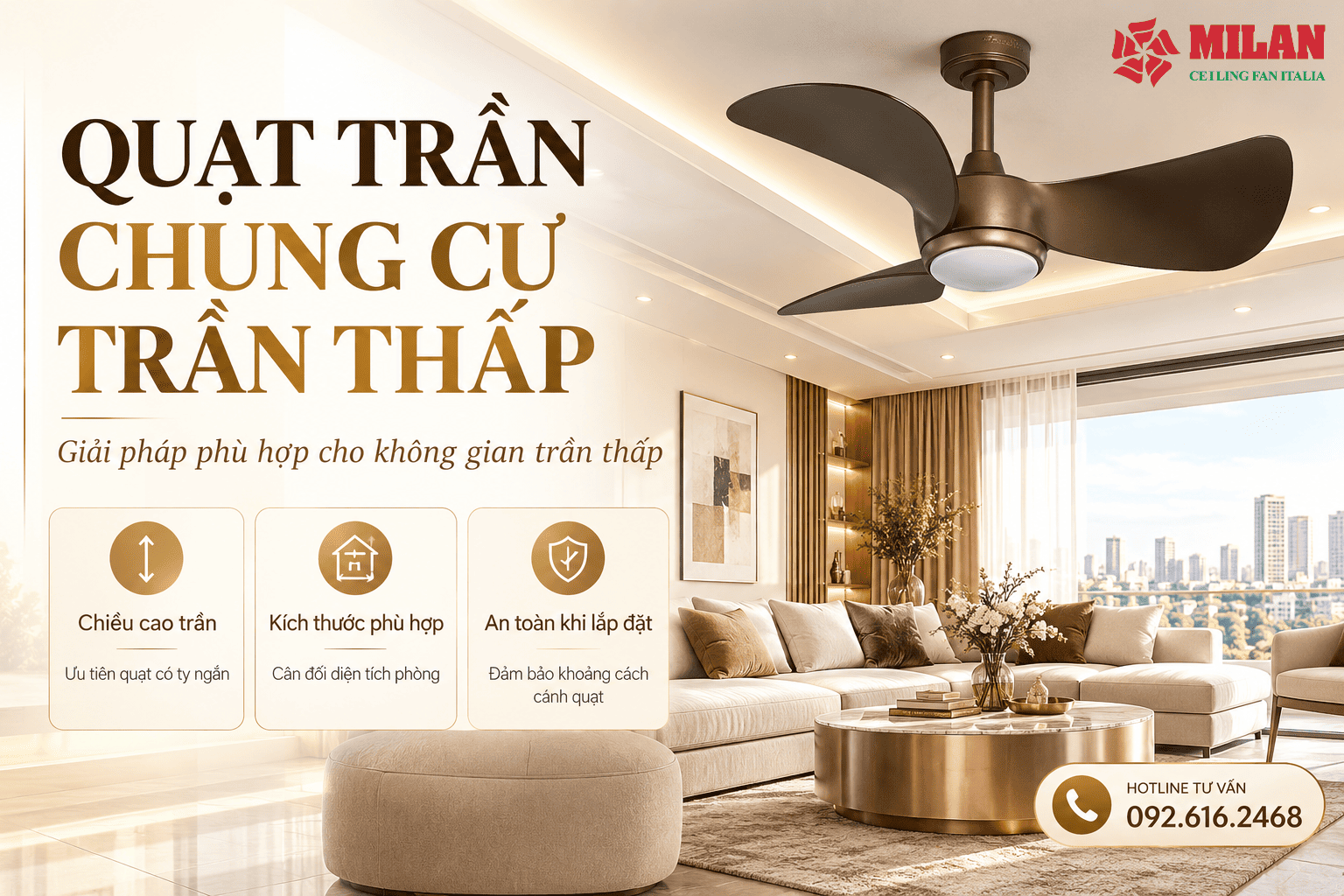 Quạt Trần Chung Cư Trần Thấp