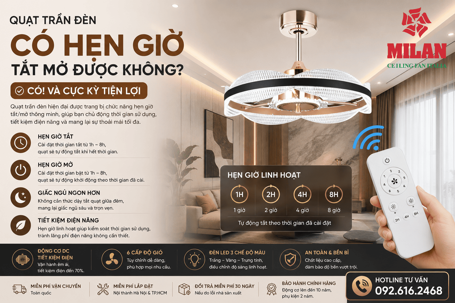 Quạt Trần Đèn Có Hẹn Giờ Tắt Mở Được Không?
