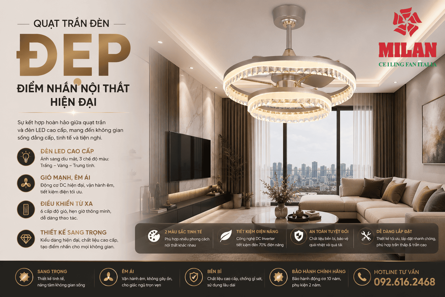 Quạt Trần Đèn Đẹp Điểm Nhấn Nội Thất Hiện Đại