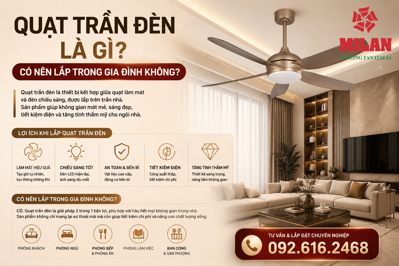 Quạt Trần Đèn Là Gì? Có Nên Lắp Trong Gia Đình Không?
