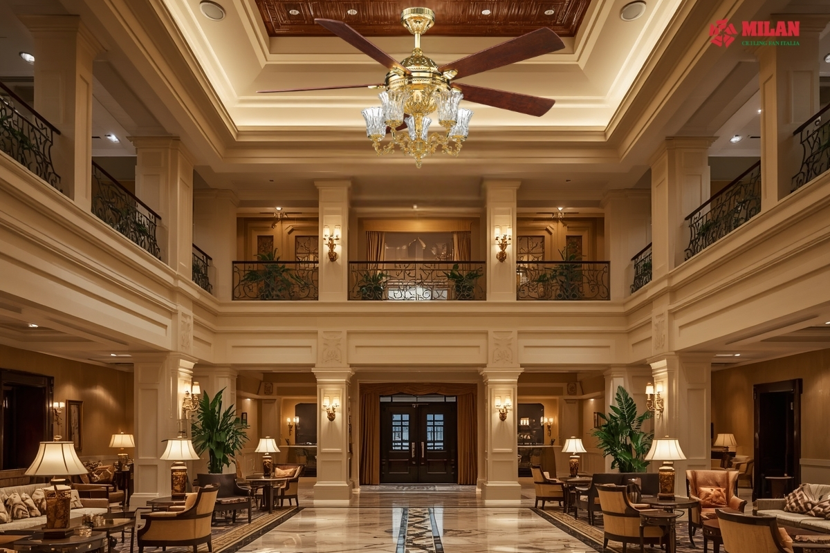Lựa chọn quạt trần khách sạn: Nghệ thuật kết hợp giữa thẩm mỹ và công năng