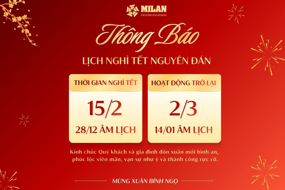 THÔNG BÁO LỊCH NGHỈ TẾT NGUYÊN ĐÁN 2026