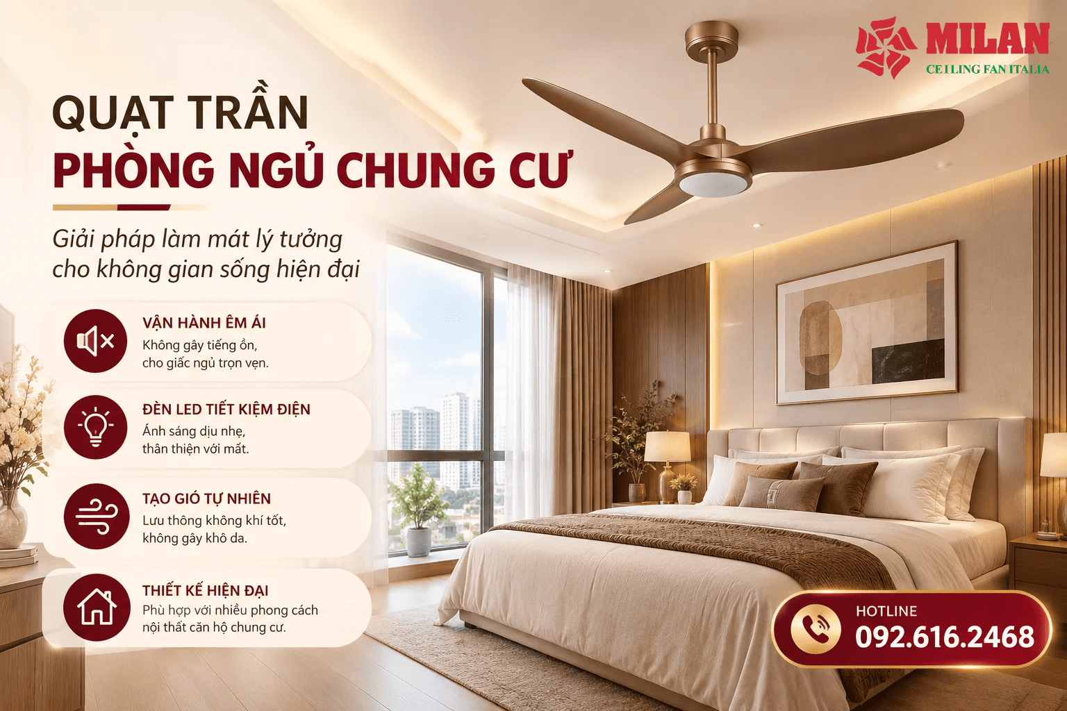 Quạt Trần Phòng Ngủ Chung Cư