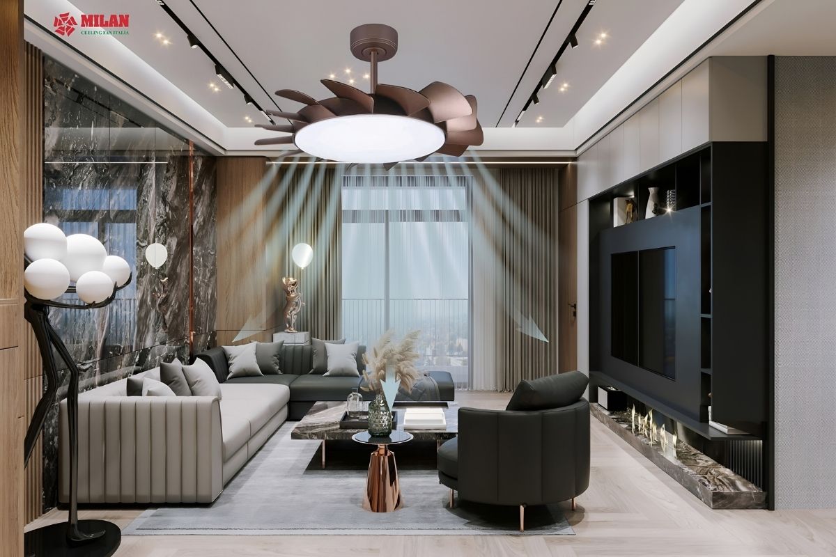 Quạt trần trong phòng điều hòa - Cách lưu thông khí tươi và tiết kiệm điện tối ưu