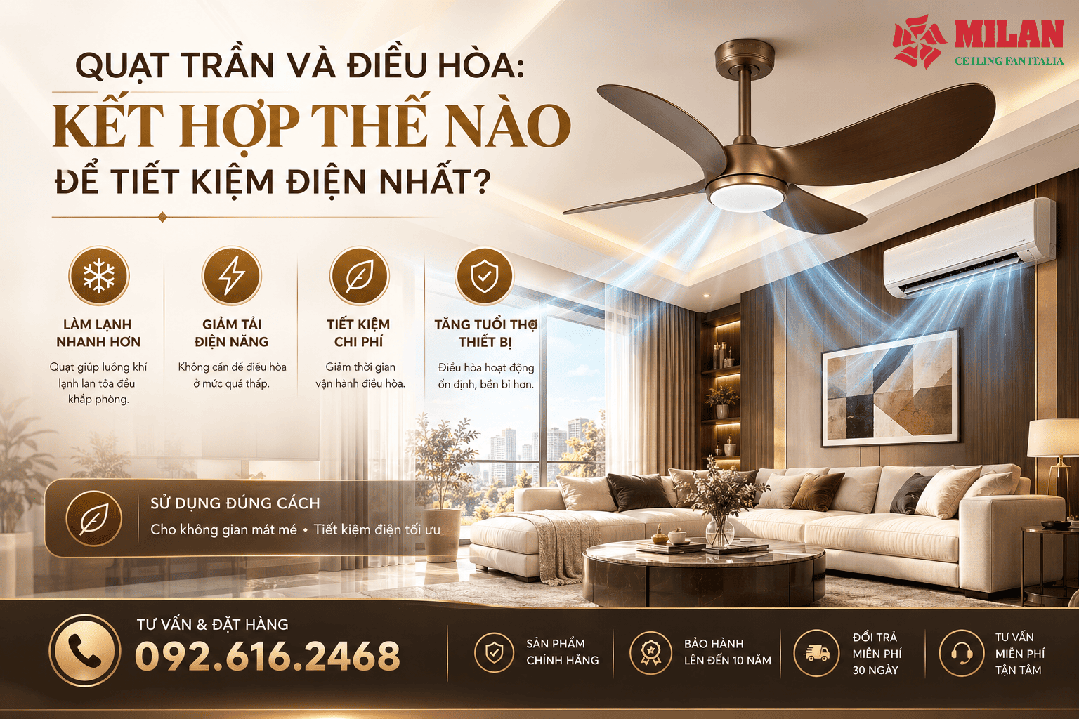 Quạt Trần Và Điều Hòa: Kết Hợp Thế Nào Để Tiết Kiệm Điện Nhất?