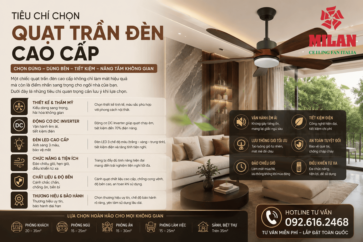 Tiêu Chí Chọn Quạt Trần Đèn Cao Cấp