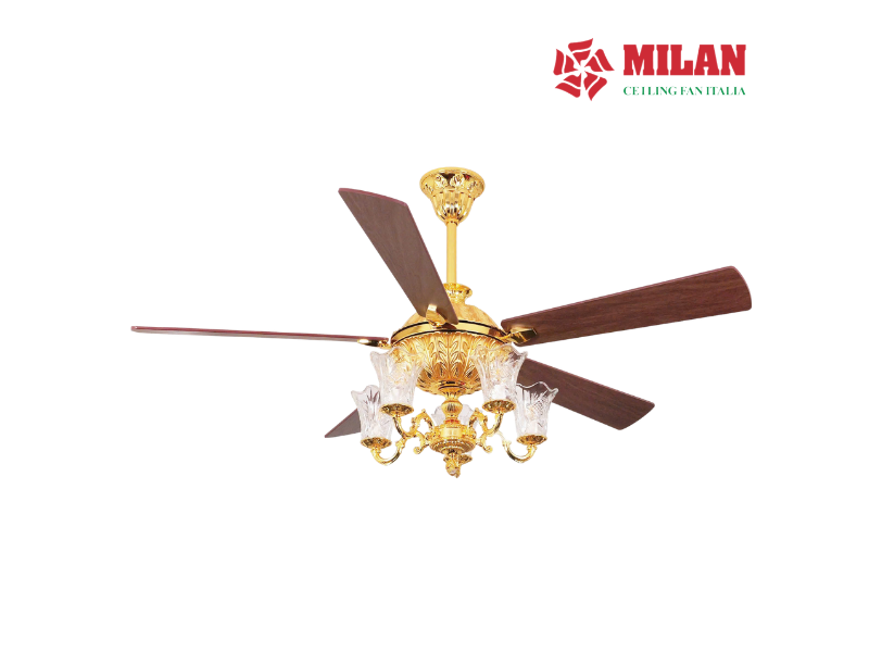 Quạt Trần Đèn Chùm 5 Cánh FY962 - Mạ Vàng